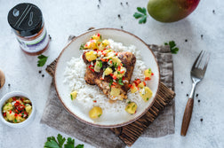 Jamaican Jerk Chicken and Rice with Mango Salsa