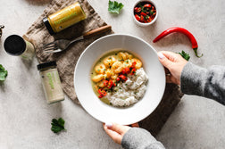 Ginger Garlic Shrimp in Turmeric Coconut Milk Broth