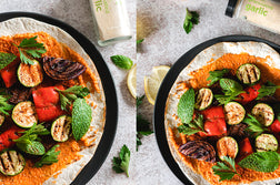 Grilled Vegetable Flatbread with Smoked Almond Muhammara