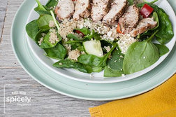 Greek Salad with Quinoa and Za'atar Grilled Chicken