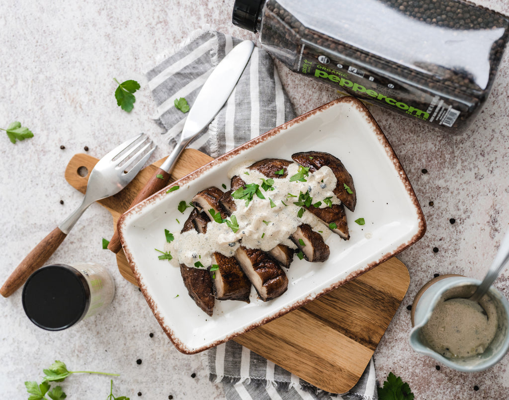 Portobello Mushroom “Steak” Au Poivre