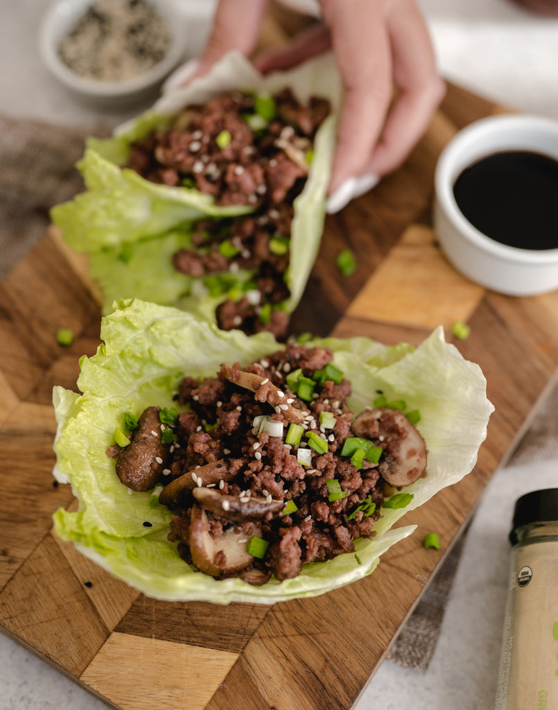 Korean Beef & Mushroom Lettuce Wraps