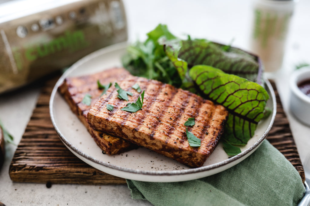 Grilled Tofu Steaks with Homemade Spiced BBQ Sauce