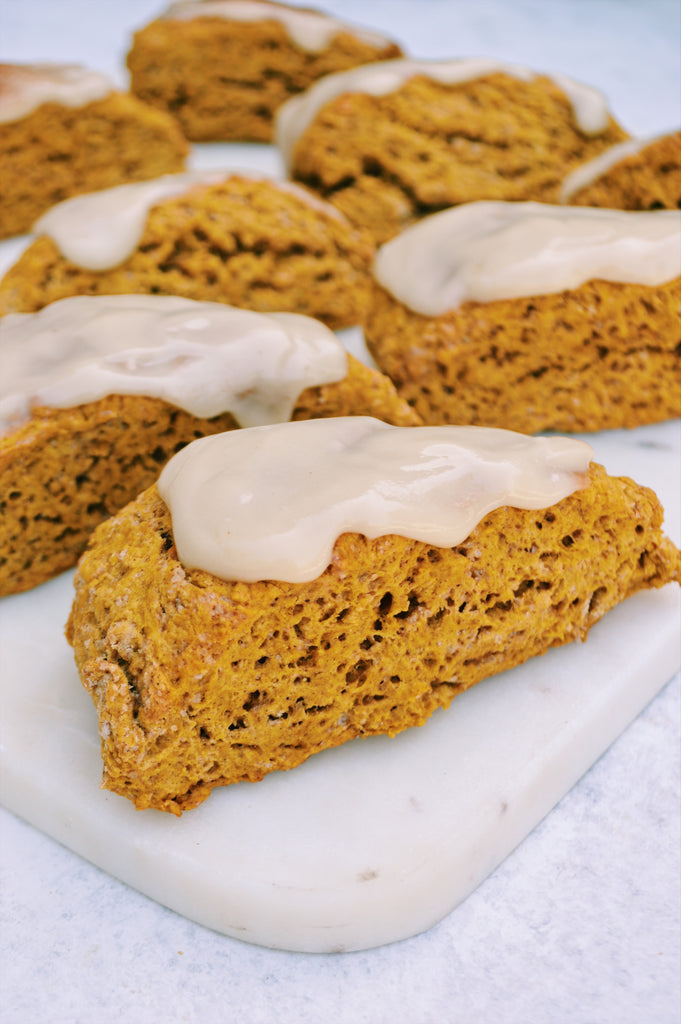 Pumpkin Scones with Maple Cream Cheese Frosting