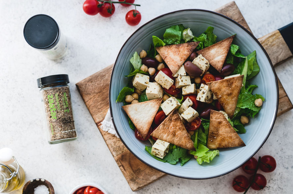 Pita Salad with Zaatar Tofu and Chickpeas